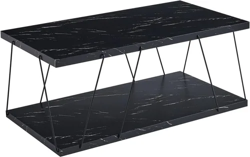 Vista 7 de Btrpily Mesa de centro de madera, moderna mesa de centro de mármol, contemporánea, elegante, muebles de alta gama para tu sala de estar