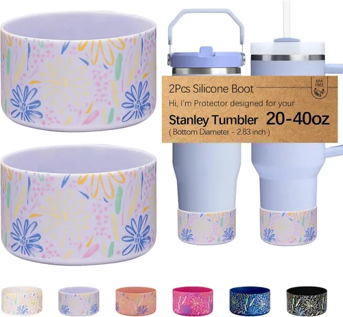 Vista 32 de WK IEASON 2 Piezas Protector de Base Tipo Bota para Vaso Stanley Quencher Adventure 40oz y Stanley IceFlow 20oz 30oz y Compatible con Botella de 3D