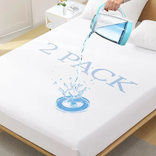 Vista 11 de Protector de colchón impermeable de tamaño individual - Funda ajustada para colchón, silenciosa, transpirable y lavable a máquina con bolsillos