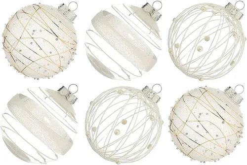 Vista 11 de XmasExp - Juego de adornos de bola de Navidad, 2.76 pulgadas, grandes, inastillables, transparentes, con brillantina, decoración de árbol de Beige