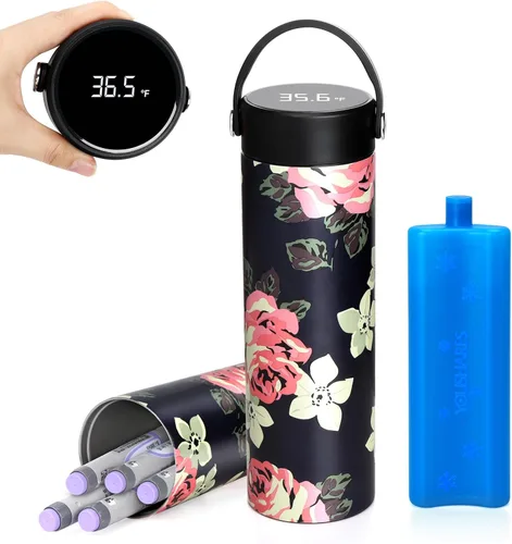 Vista 11 de YOUSHARES - Estuche de viaje enfriador de insulina eléctrico, refrigerador médico con temperatura personalizada y pantalla de 35-68°F, con banco
