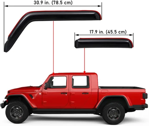 Vista 2 de Lightronic Visera de ventana de ventilación automática con clip extra duradera, se adapta a Jeep Wrangler JL Unlimited 2018-2026 (4 puertas), Jeep