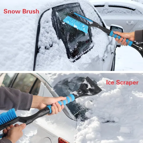 Vista 2 de Cepillo de nieve y rascador de hielo para parabrisas de automóvil, descongelador de ventana de 26.4 pulgadas para automóvil, SUV y camión