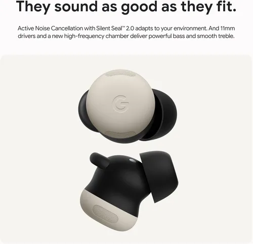 Vista 3 de Google Pixel Buds Pro 2 - Auriculares inalámbricos con cancelación activa de ruido - Auriculares Bluetooth - Porcelana (renovado)