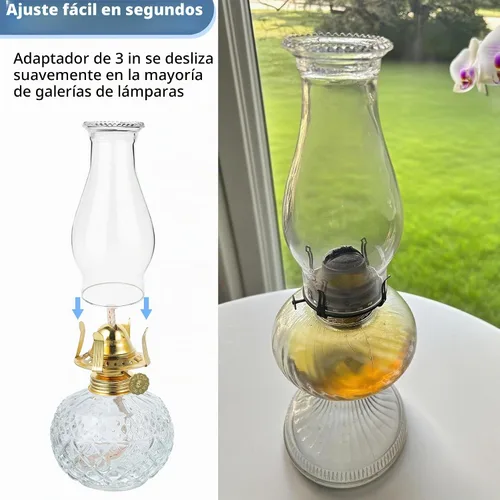 Vista 4 de SUNJIKA - Lámpara de aceite de repuesto para chimenea, base de 3 pulgadas, pantalla de vidrio transparente