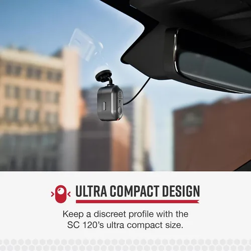 Vista 2 de Cobra Discreet Dash Cam (SC120) - Resolución de video QHD 1440P, WiFi integrado, visión nocturna, grabación continua, diseño compacto, tarjeta SD