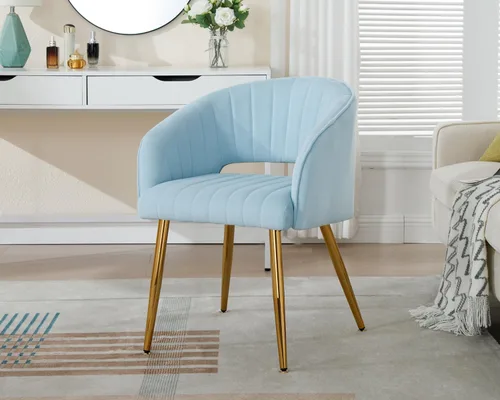 Vista 2 de KCC Silla de Escritorio Moderna de Terciopelo Sillón de Acento Tapizado Sillas Copetudas Sillas de Comedor, Sillas de Tocador Copetudas Silla