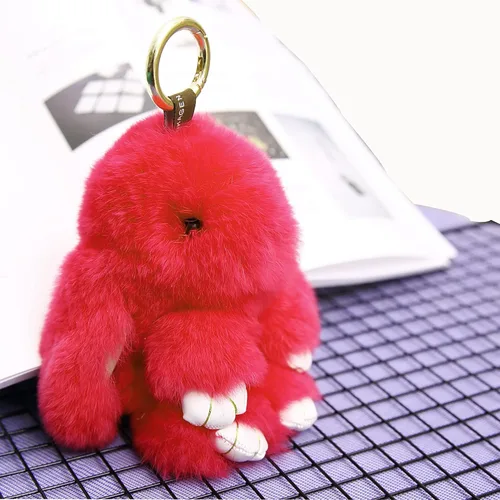 Vista 6 de YISEVEN Llavero de peluche de conejito, Rosa encendido