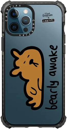 Vista 3 de Funda Ultra Impact de CASETiFY para iPhone 12 Pro Max - Bearly Awake - Negro transparente claro