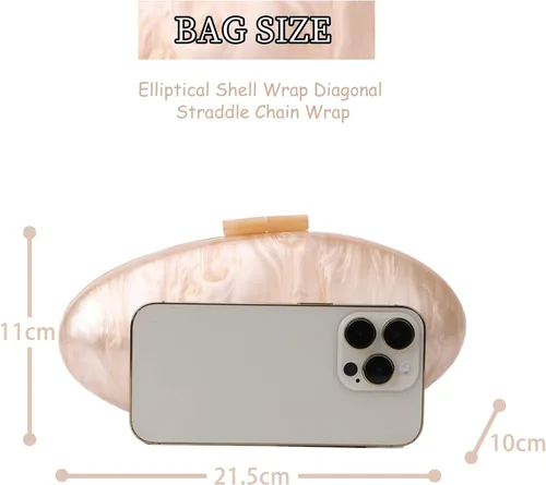 Vista 2 de KUANG! Bolsos de noche para mujer, de acrílico, con forma de mejillón, bolso cruzado de hombro, bolso cruzado de cadena para fiesta de boda