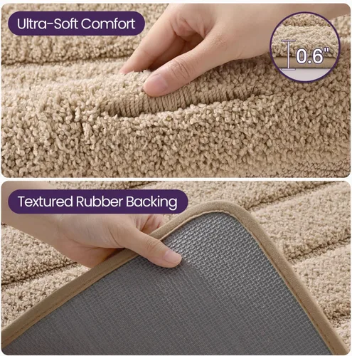 Vista 6 de DEXI Alfombras de baño de 30 x 17 pulgadas, lavables a máquina, antideslizantes, de microfibra suave, absorbente, de secado rápido, para suelo