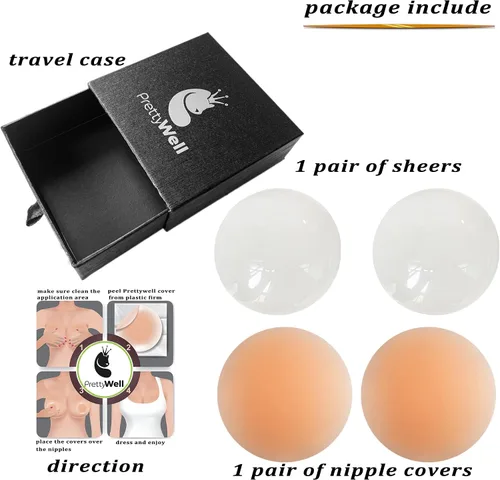 Vista 7 de PRETTYWELL Fundas para pezones para mujer, impermeables, de silicona, reutilizables, ultra finas, adhesivas, para pezones, pétalos