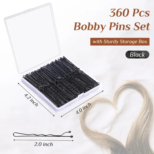 Vista 2 de Bobby Pins - 360 unidades, 2 pulgadas de alta calidad, sujeción segura, pasadores negros para niños, niñas y mujeres