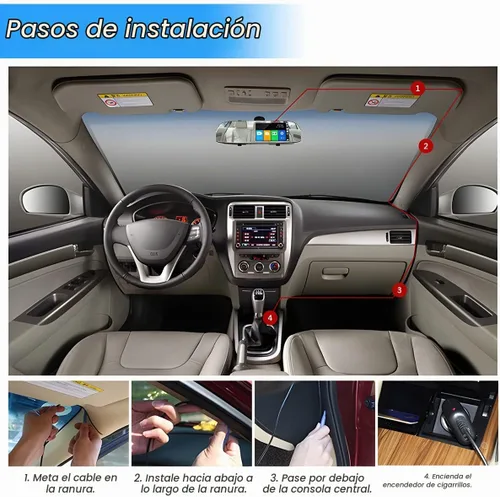 Vista 6 de Cámara de salpicadero para autos, espejo retrovisor de seguridad, cámara de 4,3 pulgadas Full HD 1080P, espejo retrovisor inteligente para autos