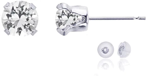 Vista 18 de Aretes de tuerca de plata de ley 925 chapados en oro de 14 quilates macizo, oro amarillo, blanco o rosa de 0.236 in Amatista