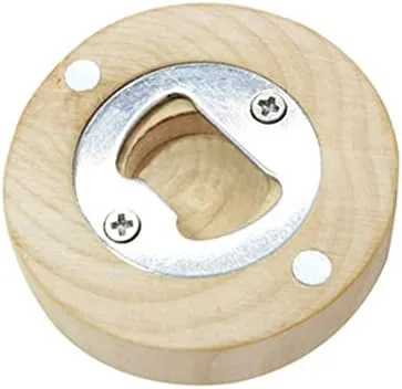 Vista 3 de Abrebotellas redondos de madera, imán para nevera y nevera, con patrones grabados, para cocinas del hogar, bares, fiestas (2 piezas) (en blanco)