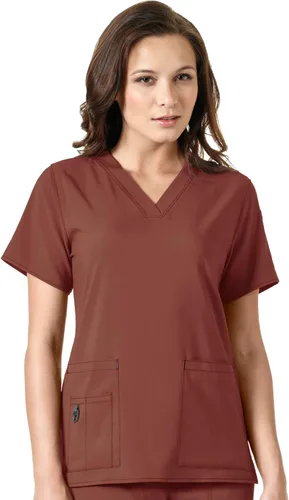 Vista 18 de Carhartt Scrubs C12110, camiseta de mujer Force® Cross-Flex de ajuste moderno con cuello en V Azul celeste