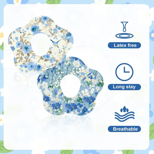 Vista 4 de 10 parches para sensor Dexcom G7, tela no tejida transpirable con sensor de forma de flor, adhesivos con agujero, parches CGM adhesivos impermeables
