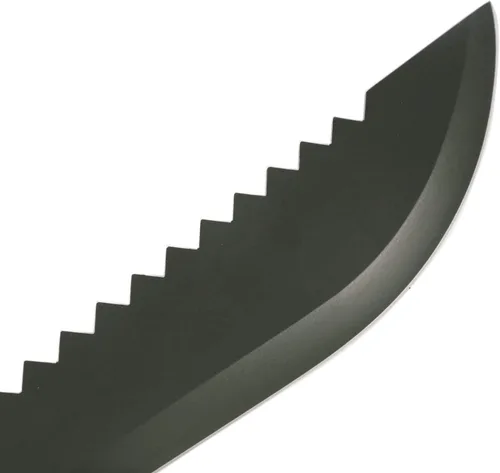 Vista 4 de ASR Outdoor Machete de espiga completa de 15.5 pulgadas con hoja reciclada y espiga dentada en zigzag, negro