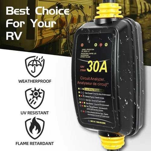 Vista 4 de FAHKNS Protector contra sobretensiones RV de 30 amperios, protector de potencia con protección contra sobretensiones de hasta 2100 julios