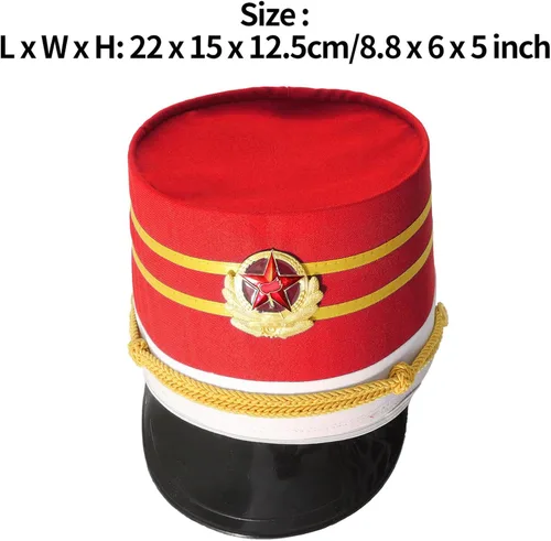 Vista 3 de Alvivi Sombrero Majorette para niños, sombrero de soldado de juguete, sombrero de banda de tambor, sombreros de batería para niño y niña, sombrero