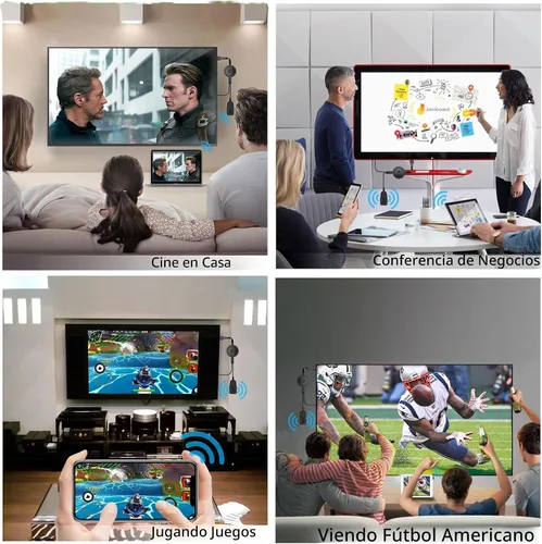 Vista 7 de Adaptador Dongle de Visualización HDMI Inalámbrico 4K 1080P, Transmisión WiFi de Películas, Receptor para i-Phone, i-Pad, iOS, Android, Tablet, Negro
