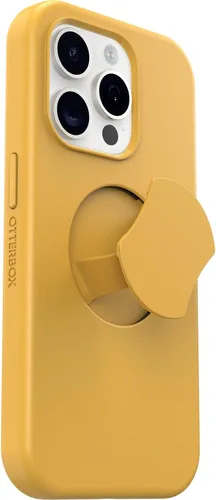 Vista 4 de OtterBox Funda OtterGrip Symmetry Series para iPhone 15 Pro (solamente), Aspen Gleam (naranja), agarre integrado, funda elegante, se ajusta a