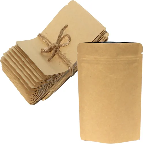 Vista 9 de AwePackage Bolsas de papel kraft resistentes con cierre resellable (1 onza - 16 onzas) – Cumple con la FDA y USDA (50, 1 oz)
