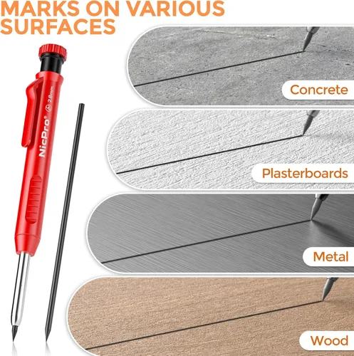 Vista 6 de Nicpro 24 Piezas de Recarga de Plomo para Lápices de Carpintero 2.8mm, Plomo Resistente a las Roturas para Lápices de Construcción y Carpintería