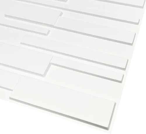Vista 6 de Panel de azulejos de pared o techo rectangular de PVC de alta calidad de 19.7 x 19.7 pulgadas, paquete de 12 unidades de color blanco mate de 32