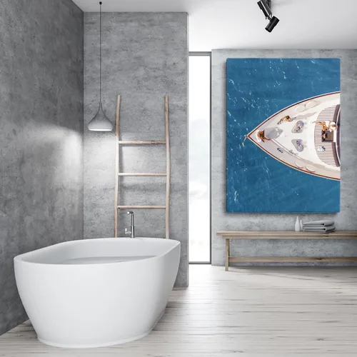 Vista 3 de Impresión de fotografía de yate de lujo, decoración artística de pared de barco y lancha rápida para navegar en verano, póster de oficina de club