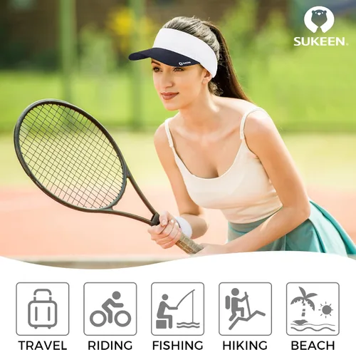Vista 3 de Sukeen Visera elástica refrescante de tamaño libre con protección UV, visera pico para golf, tenis, ciclismo, correr