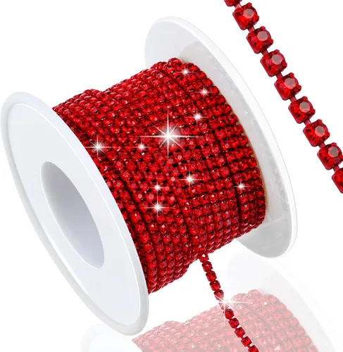 Vista 21 de Dowarm Cadena de cierre de diamantes de imitación de cristal de 10 yardas de 0.079 pulgadas para coser Crocs zapatos, ropa, vasos, cadena de Azul