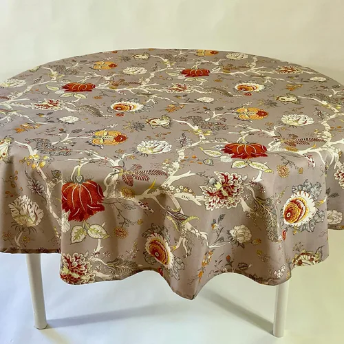 Vista 6 de Amelie Michel Mantel de algodón francés de lujo con estampado floral Ceylan, negro negro negro Tela lavable a máquina fabricada en Francia