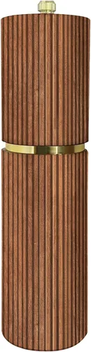 Vista 10 de Juego de molinillo de sal y pimienta de madera con detalles dorados, molinillo de sal y pimienta con grosor ajustable, molinillo de pimienta