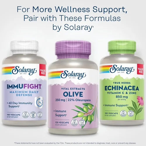 Vista 6 de SOLARAY Extracto de hoja de olivo suplemento al 22%, 250 mg 120