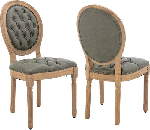 Vista 78 de ODUSE-DAILY French Country - Juego de 2 sillas de comedor de color caramelo, sillas de cocina y comedor, sillas de cocina de piel sintética, Ámbar