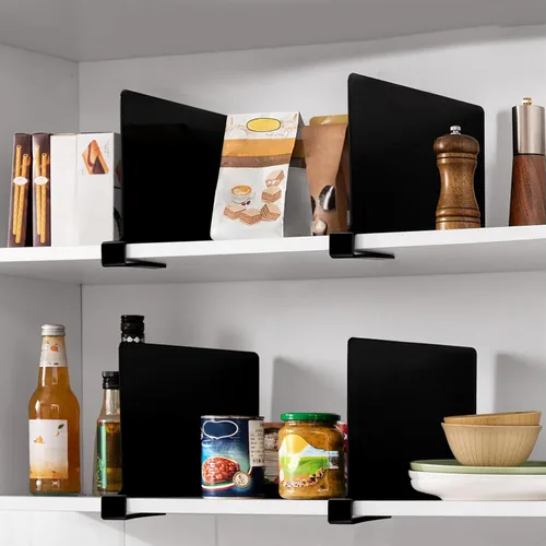 Vista 11 de HBlife 6 separadores de estantes negros, organizador vertical de bolso para armario, perfecto para suéteres, camisas, bolsos en el dormitorio