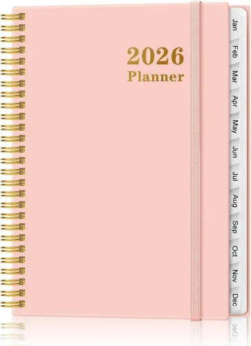 Vista 26 de Agenda 2026 – Agenda semanal y mensual de enero de 2026 a diciembre de 2026, planificador 2026 encuadernado en espiral con 12 pestañas mensuales