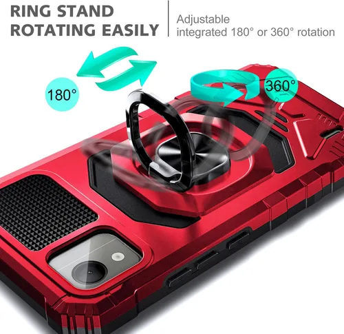 Vista 5 de NZND Funda para Nokia C110 con protector de pantalla de vidrio templado (cobertura máxima), protección de cuerpo completo [grado militar], funda Rojo