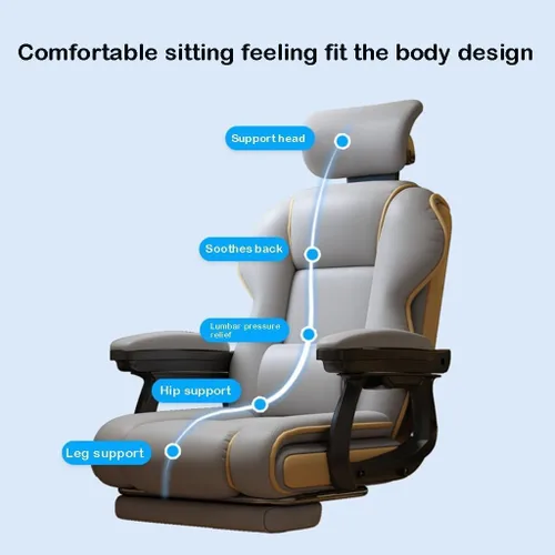 Vista 4 de Silla ergonómica de oficina cómoda silla reclinable con respaldo alto para computadora con reposacabezas y almohada lumbar 40.2-43.3 in ajustable