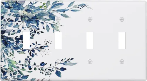 Vista 49 de Cubiertas de Enchufe Dúplex de 1 Gang con Hojas Florales de Eucalipto Azul en Acuarela, Placa Frontal Decorativa para Interruptor de Luz, Placa