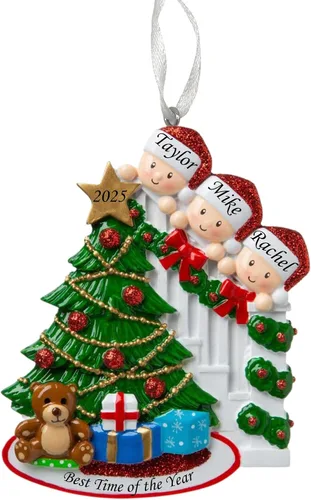 Vista 6 de Adorno de Navidad Familiar 2025 – Adorno Personalizado para Familias – Adorno Familiar Personalizado que Se Asoma – Decoración de Árbol Navideño