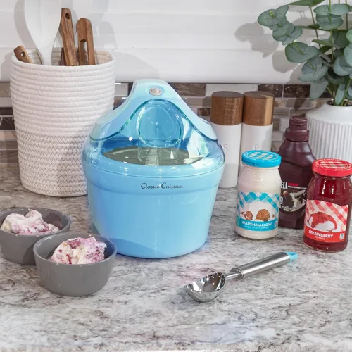 Vista 7 de Máquina para hacer helados – Máquina de helados de 1 cuarto de galón para hacer sorbete, helado, helado y yogur congelado – Electrodomésticos de Azul