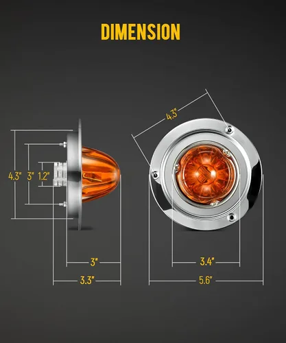 Vista 5 de Partsam Kit de 2 piezas de luces LED de señal de giro laterales de color ámbar con lente de vidrio de sandía, con bisel y base de acero inoxidable