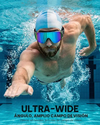 Vista 2 de Zoomsnail Swim Goggles 2 Pack, Rimless Wide View Swimming Goggles for Adult, Anti-Fog UV Leaking Pool Goggles for Men Women Azul y rosa