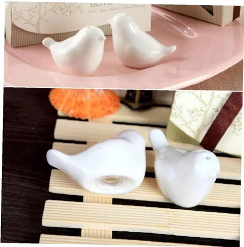 Vista 5 de 2pcs Love Doves Birds Salt and Pepper Shakers Kitchen DÃcor Wedding Ceramic Gift, Blanco, 1.4 inx2.4 in