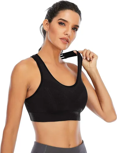 Vista 3 de Ewedoos Paquete de sujetadores deportivos de alto impacto para mujer, brasier deportivo con tirantes acolchados para gimnasio, sujetadores