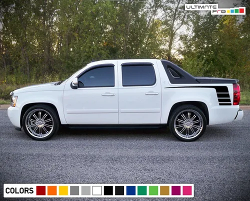 Vista 2 de Side Racing - Adhesivo de vinilo con rayas para cama compatible con Chevrolet Avalanche 2007-2013 (negro)