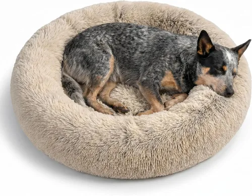 Vista 78 de Best Friends by Sheri - The Original Calming Donut - Cama calmante en forma de dona para perros y gatos - Pelo largo, azul bebé, M, 30 x 30 pulgadas